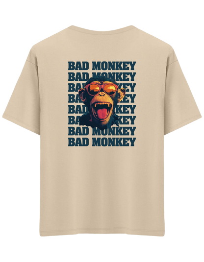 Bad Monkey Baskılı Bisiklet Yaka Oversize T-shirt