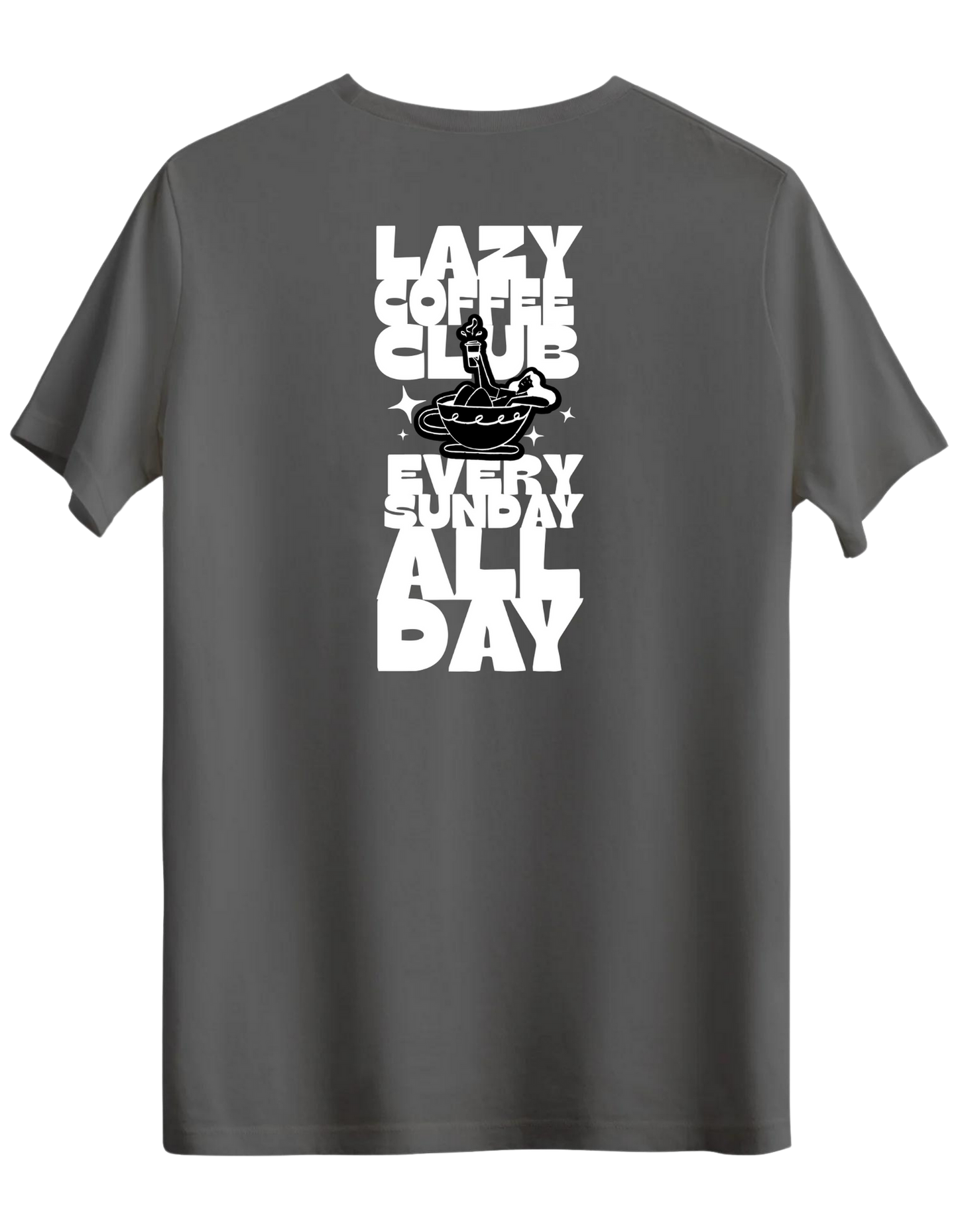 Lazy Coffee Club Baskılı Bisiklet Yaka Regular T-shirt