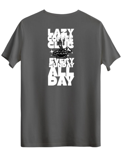 Lazy Coffee Club Baskılı Bisiklet Yaka Regular T-shirt