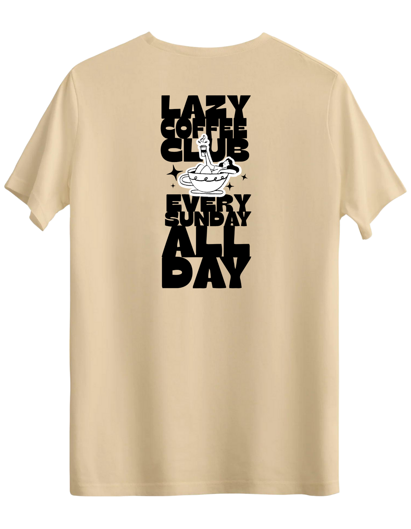 Lazy Coffee Club Baskılı Bisiklet Yaka Regular T-shirt