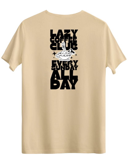Lazy Coffee Club Baskılı Bisiklet Yaka Regular T-shirt