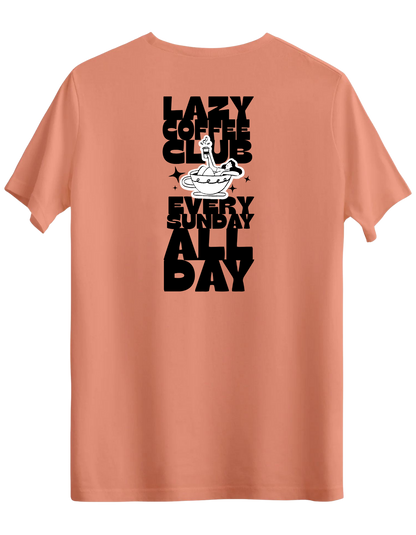 Lazy Coffee Club Baskılı Bisiklet Yaka Regular T-shirt