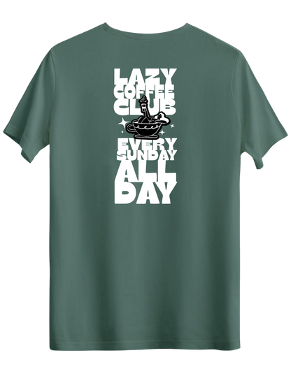 Lazy Coffee Club Baskılı Bisiklet Yaka Regular T-shirt
