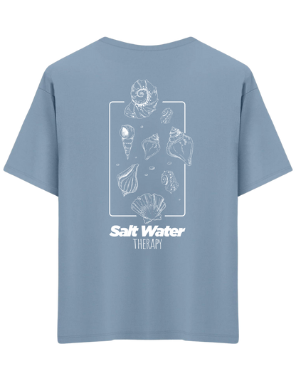 Salt Water Baskılı Bisiklet Yaka Oversize T-shirt