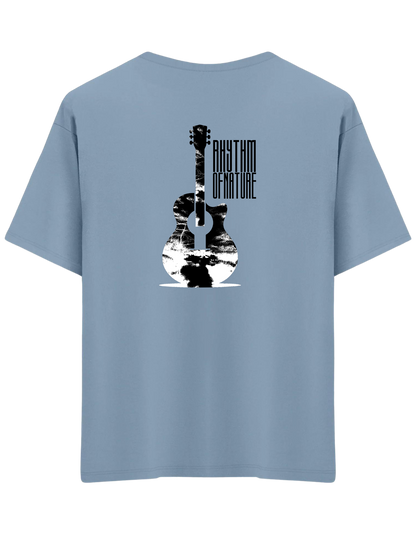 Rhythm Of Nature Baskılı Bisiklet Yaka Oversize T-shirt