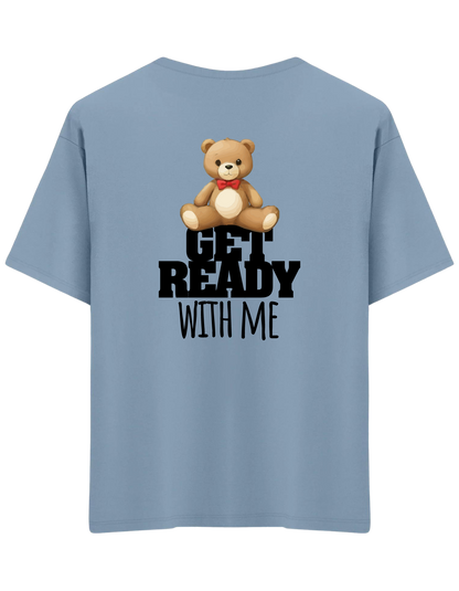 With Me Baskılı Bisiklet Yaka Oversize T-shirt