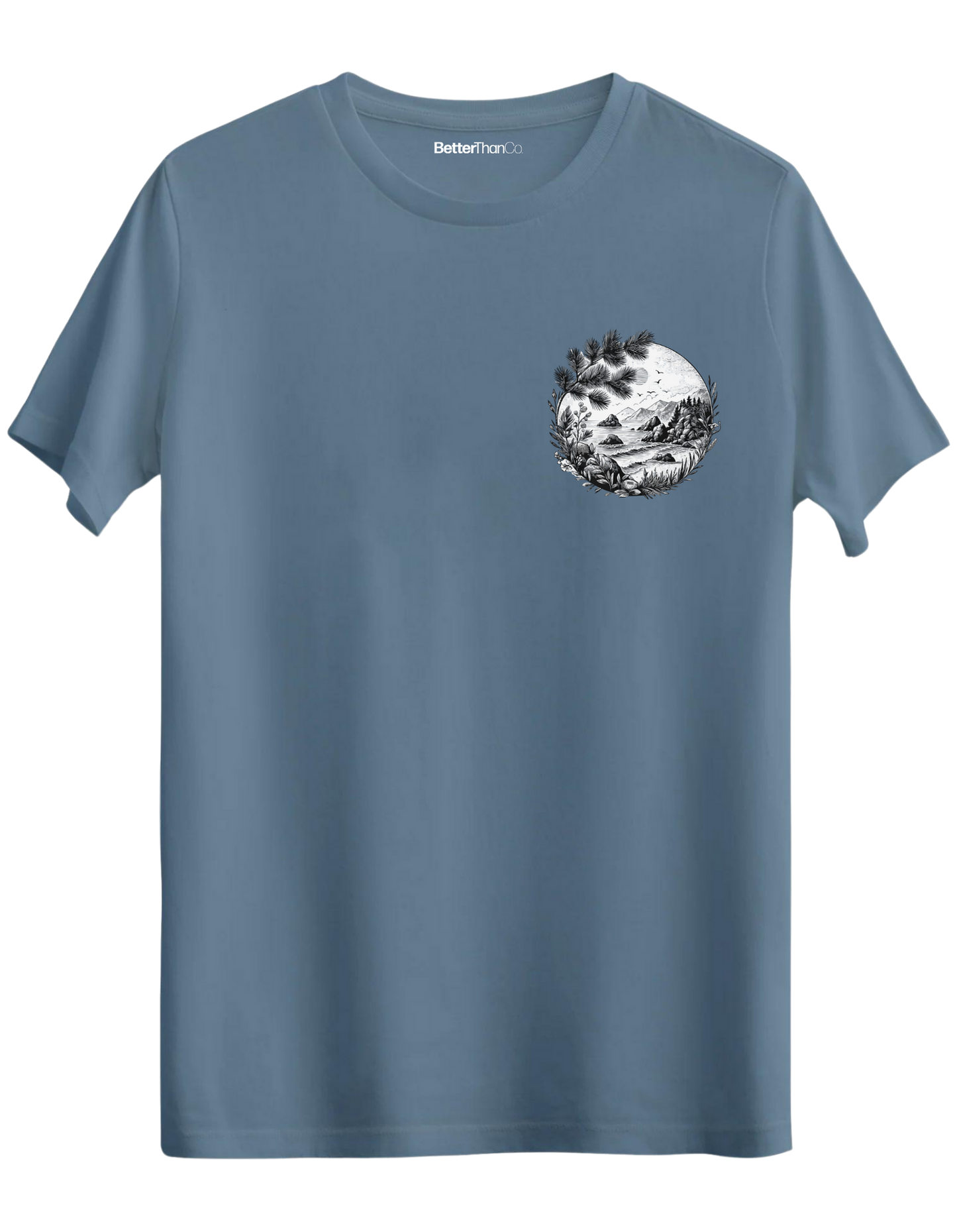 Nature Baskılı Bisiklet Yaka Regular T-shirt