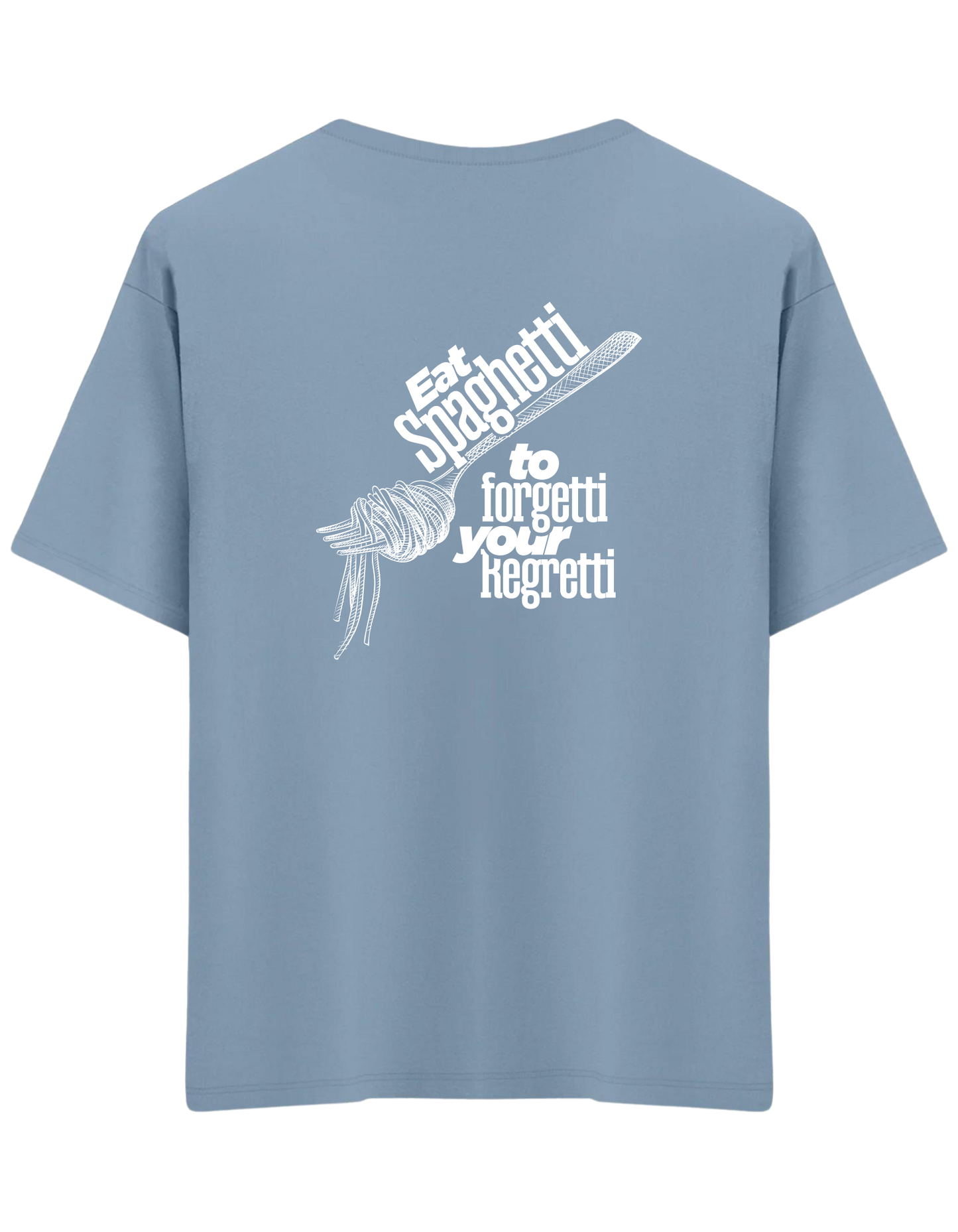 Spaghetti Baskılı Bisiklet Yaka Oversize T-shirt