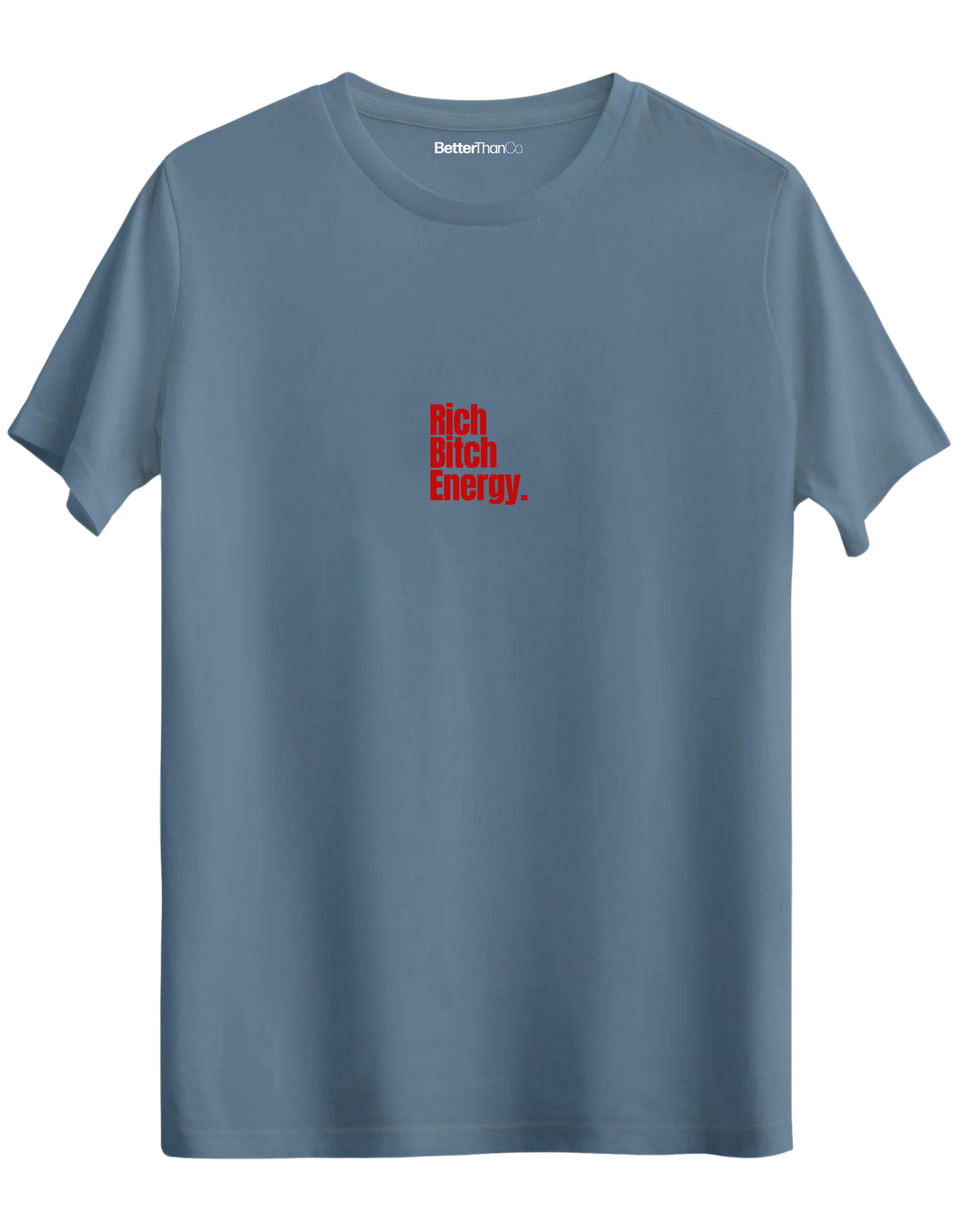 Rich Bitch Energy Baskılı Bisiklet Yaka Regular T-shirt