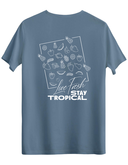 Tropical Baskılı Bisiklet Yaka Regular T-shirt