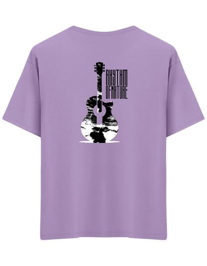 Rhythm Of Nature Baskılı Bisiklet Yaka Oversize T-shirt