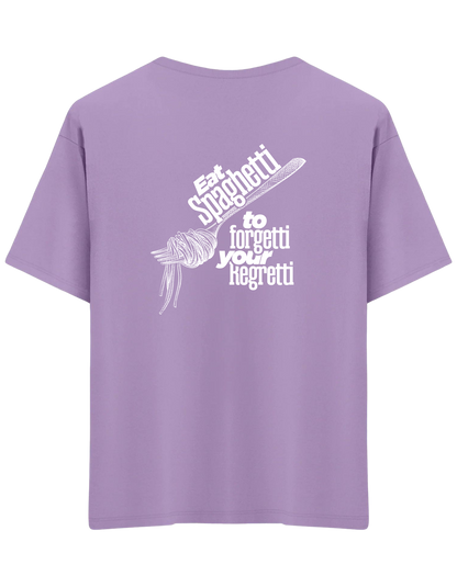 Spaghetti Baskılı Bisiklet Yaka Oversize T-shirt