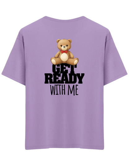 With Me Baskılı Bisiklet Yaka Oversize T-shirt