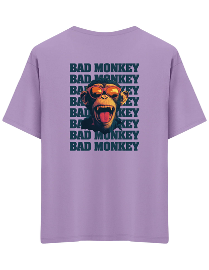 Bad Monkey Baskılı Bisiklet Yaka Oversize T-shirt