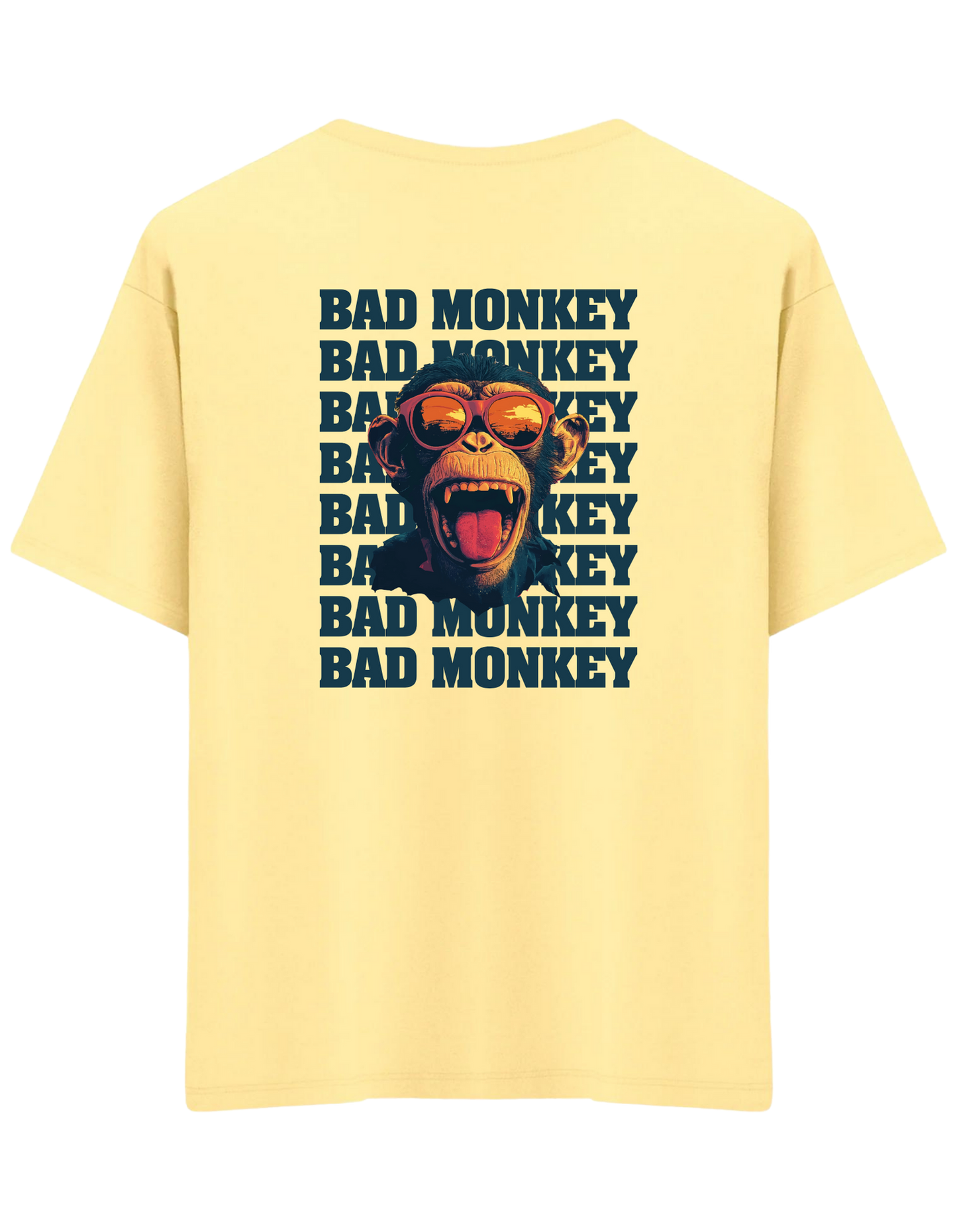 Bad Monkey Baskılı Bisiklet Yaka Oversize T-shirt