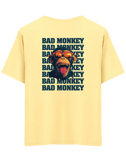 Bad Monkey Baskılı Bisiklet Yaka Oversize T-shirt