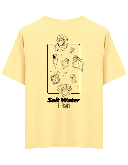 Salt Water Baskılı Bisiklet Yaka Oversize T-shirt