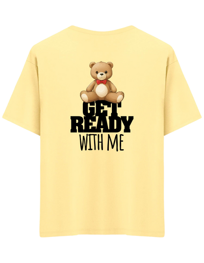 With Me Baskılı Bisiklet Yaka Oversize T-shirt