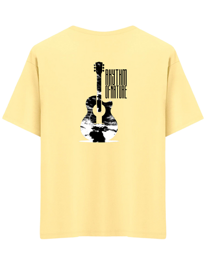 Rhythm Of Nature Baskılı Bisiklet Yaka Oversize T-shirt