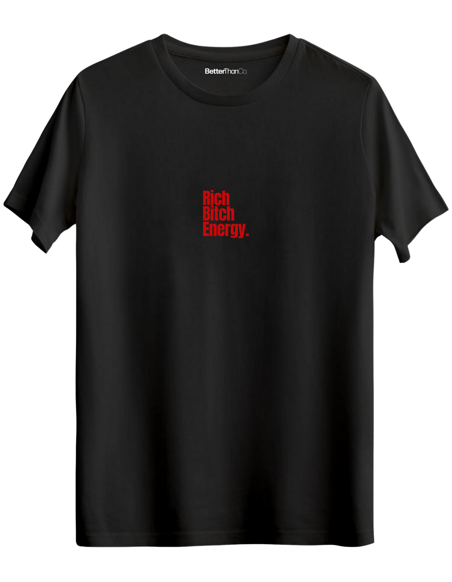 Rich Bitch Energy Baskılı Bisiklet Yaka Regular T-shirt
