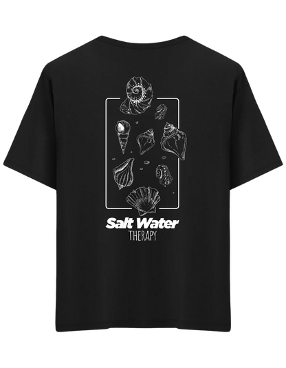 Salt Water Baskılı Bisiklet Yaka Oversize T-shirt