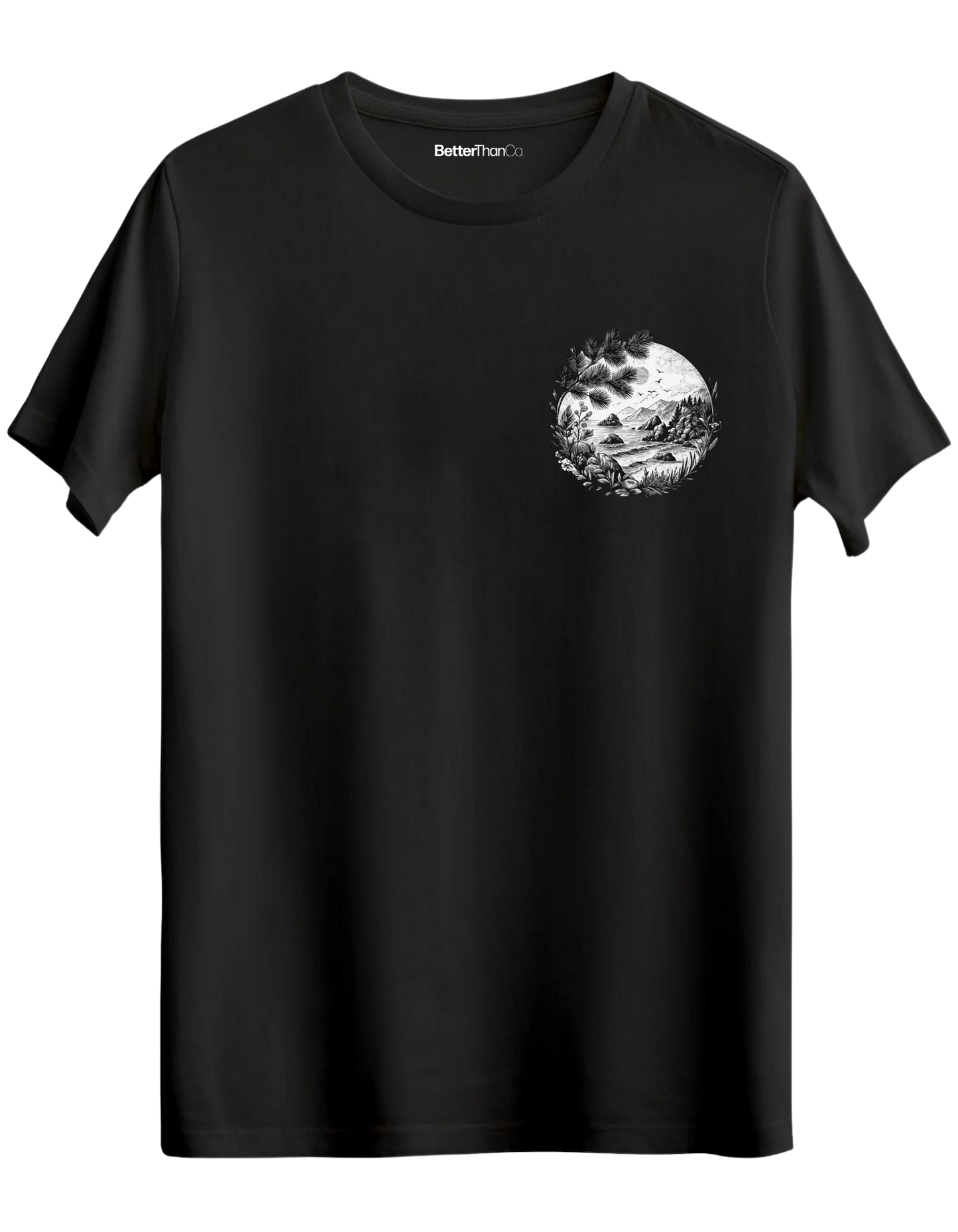Nature Baskılı Bisiklet Yaka Regular T-shirt