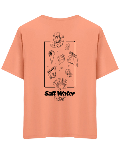 Salt Water Baskılı Bisiklet Yaka Oversize T-shirt