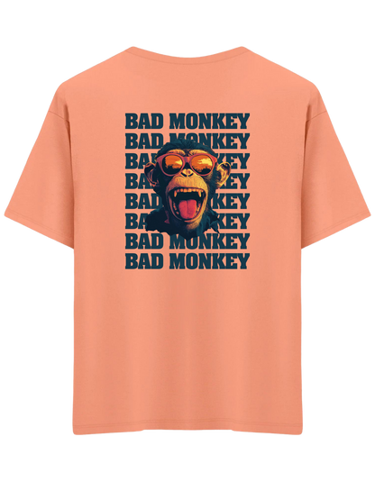Bad Monkey Baskılı Bisiklet Yaka Oversize T-shirt