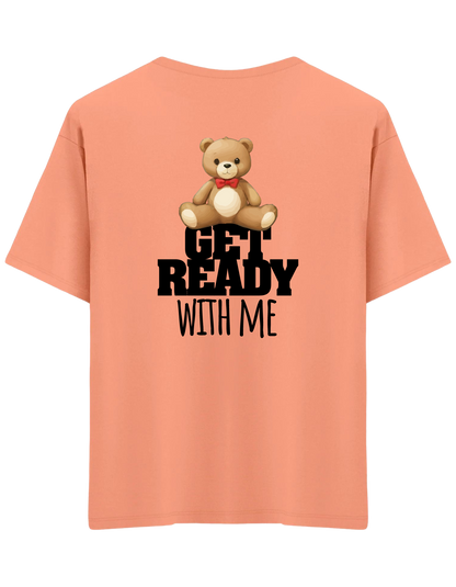 With Me Baskılı Bisiklet Yaka Oversize T-shirt