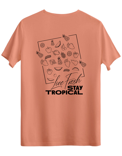 Tropical Baskılı Bisiklet Yaka Regular T-shirt