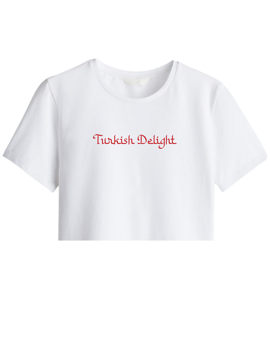 Turkish Delight Baskılı Bisiklet Yaka Crop T-shirt