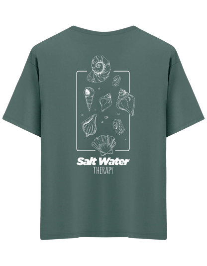 Salt Water Baskılı Bisiklet Yaka Oversize T-shirt