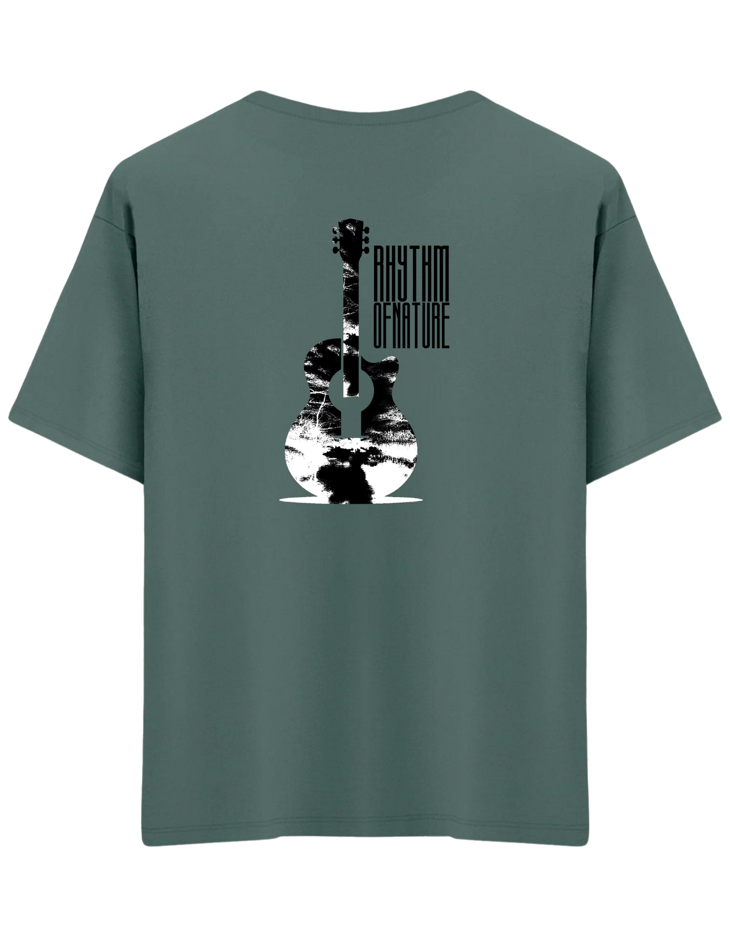 Rhythm Of Nature Baskılı Bisiklet Yaka Oversize T-shirt