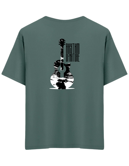 Rhythm Of Nature Baskılı Bisiklet Yaka Oversize T-shirt