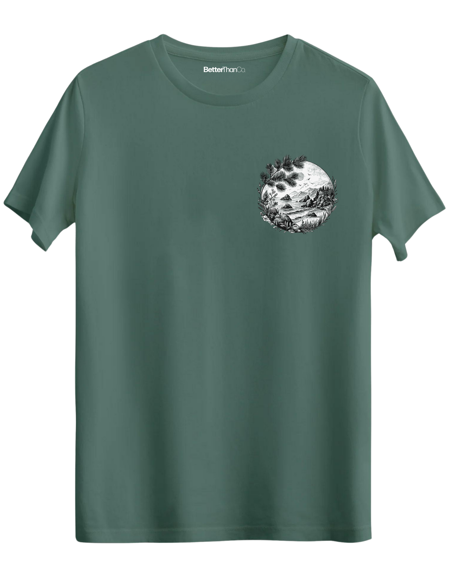 Nature Baskılı Bisiklet Yaka Regular T-shirt