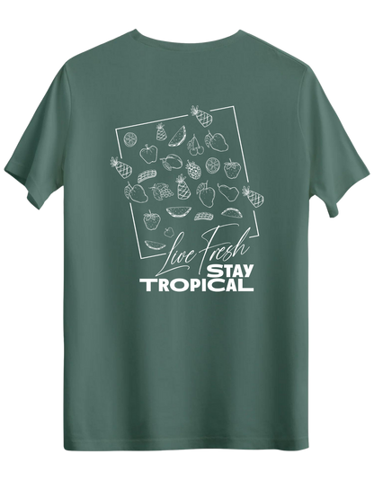 Tropical Baskılı Bisiklet Yaka Regular T-shirt